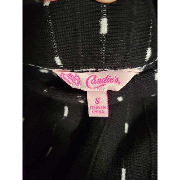 Teen Women Candies Thick Black White Ribbed Gathered Above Knee Mini Skirt Small - Picture 3 of 7